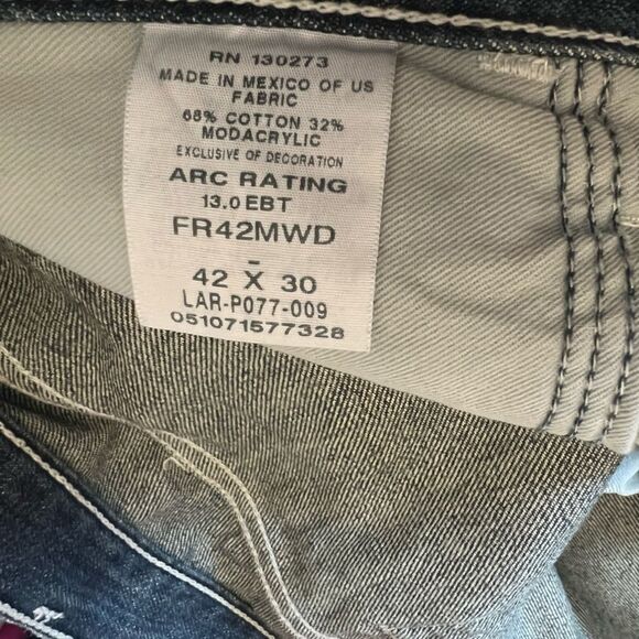 WRANGLER 20X Fire Resistant Straight Light Blue Denim Men Jeans Size 42X30 - Picture 11 of 12